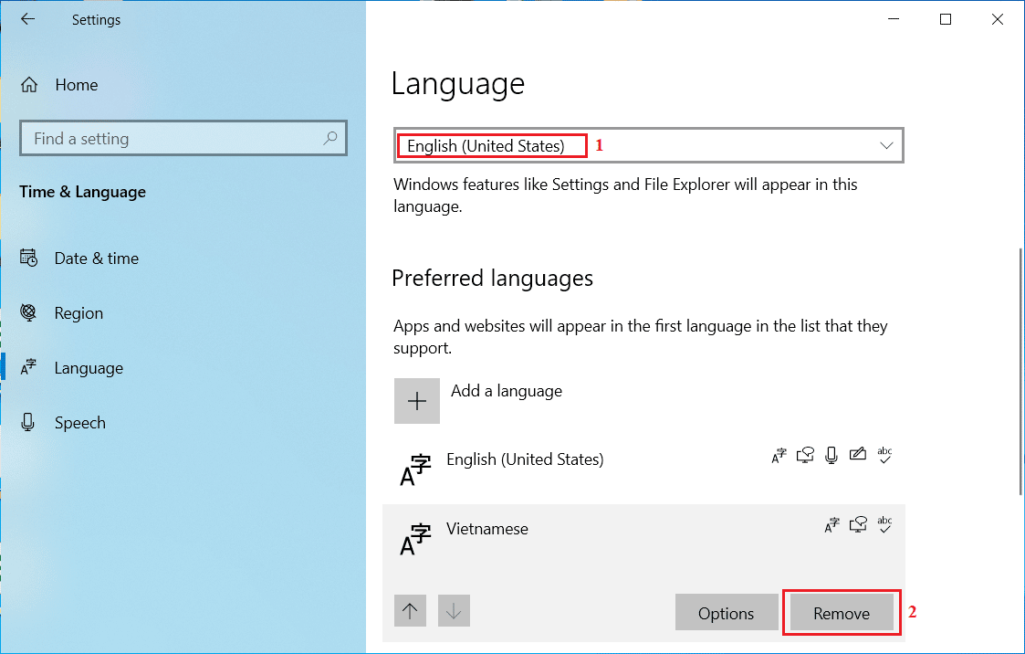 Gỡ bỏ bàn phím Tiếng Việt (Vietnamese keyboard) trên Windows 10 Bo Go 2