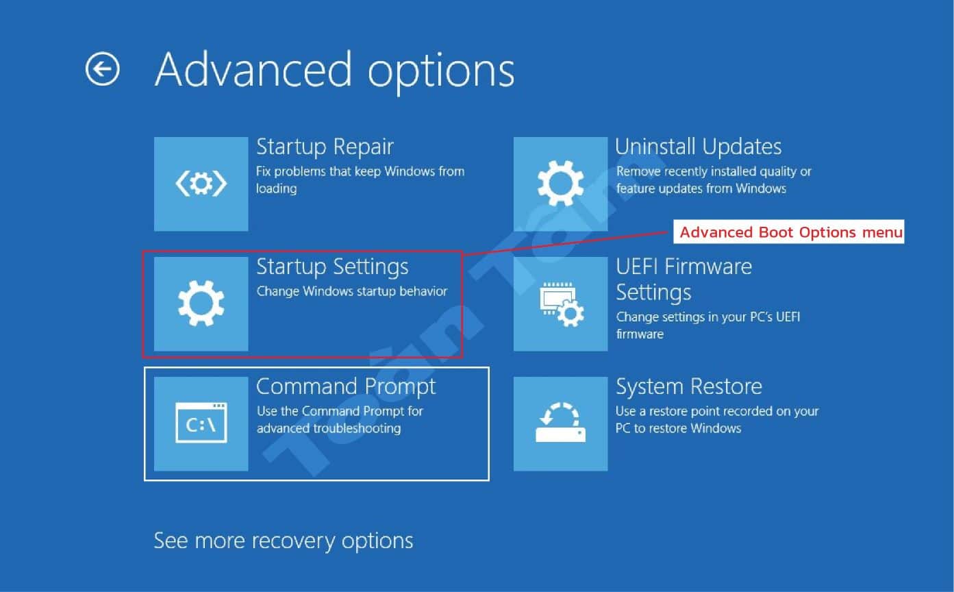 Mở lại phím chức năng F8 vào chế độ khởi động nâng cao trên Windows 10/11 TT AdvancedStartupOptions 2